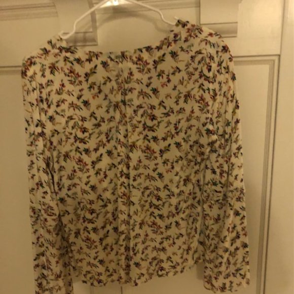ORFEO Paris, French made Blouse Bayonne, France. Size L (runs to M) creme print - Picture 5 of 6